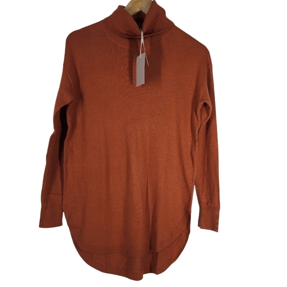 NWT Chelsea28 Turtleneck Sweater Long Sleeve Pullover Pima Cotton Blend Rust XXS - Picture 2 of 6